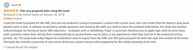 Barrons Prep for GRE Review