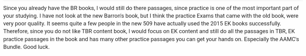 Barron's MCAT student feedback