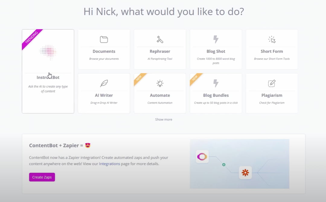 content bot features