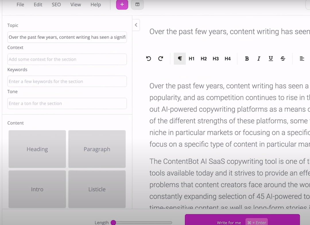 contentbot writing quality
