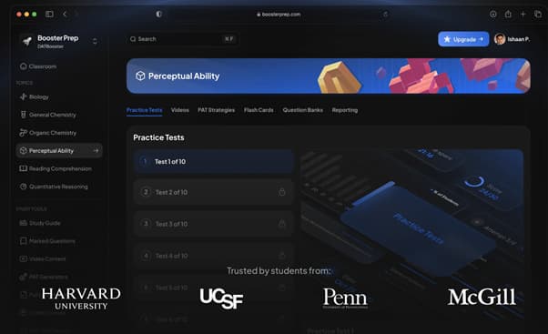 DAT Booster main page and practice tests