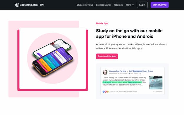 dat bootcamp mobile app download page