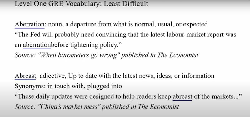 Economist GRE vocabulary