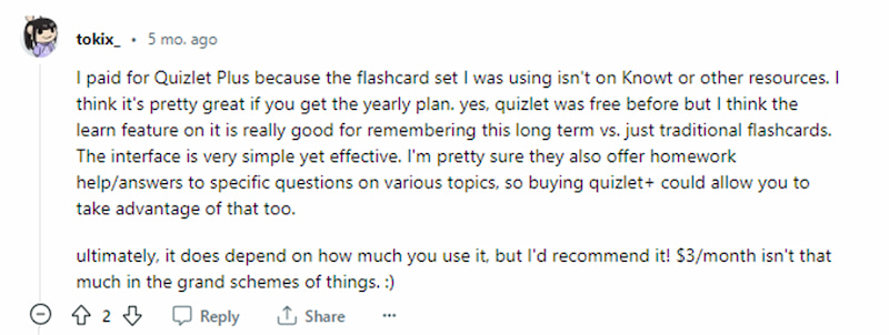 Quizlet Plus Reputation Students