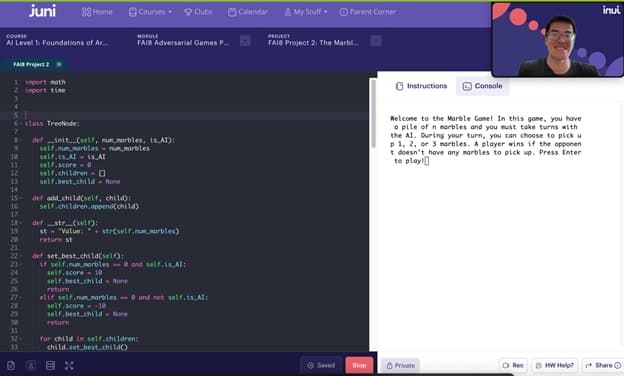 juni learning coding screen