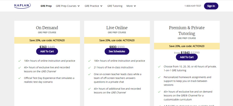 Kaplan GRE Prep Cost
