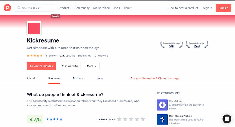 kickresume review