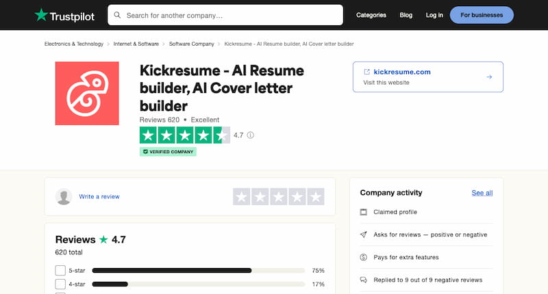 kickresume reviews