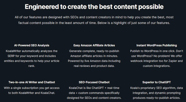 KoalaWriter content features