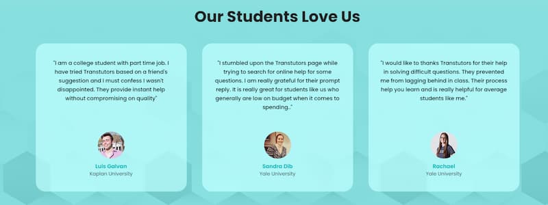 Transtutors our students love us