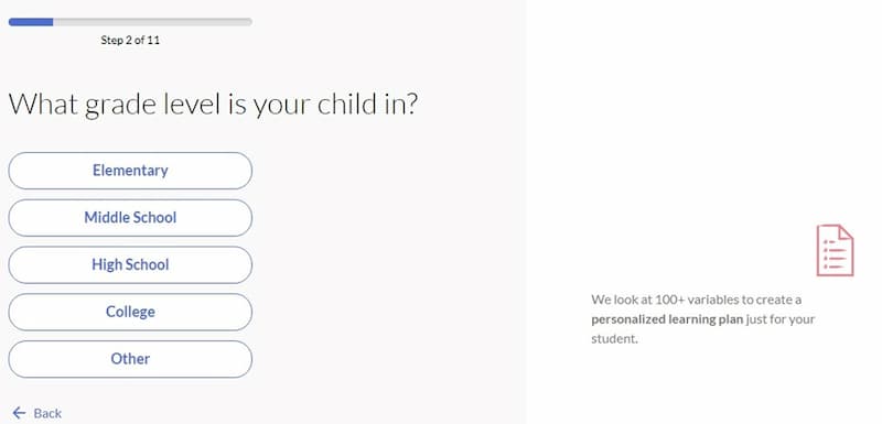 Varsity Tutors questionnaire