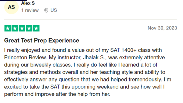 Princeton Review PSAT prep Alex review